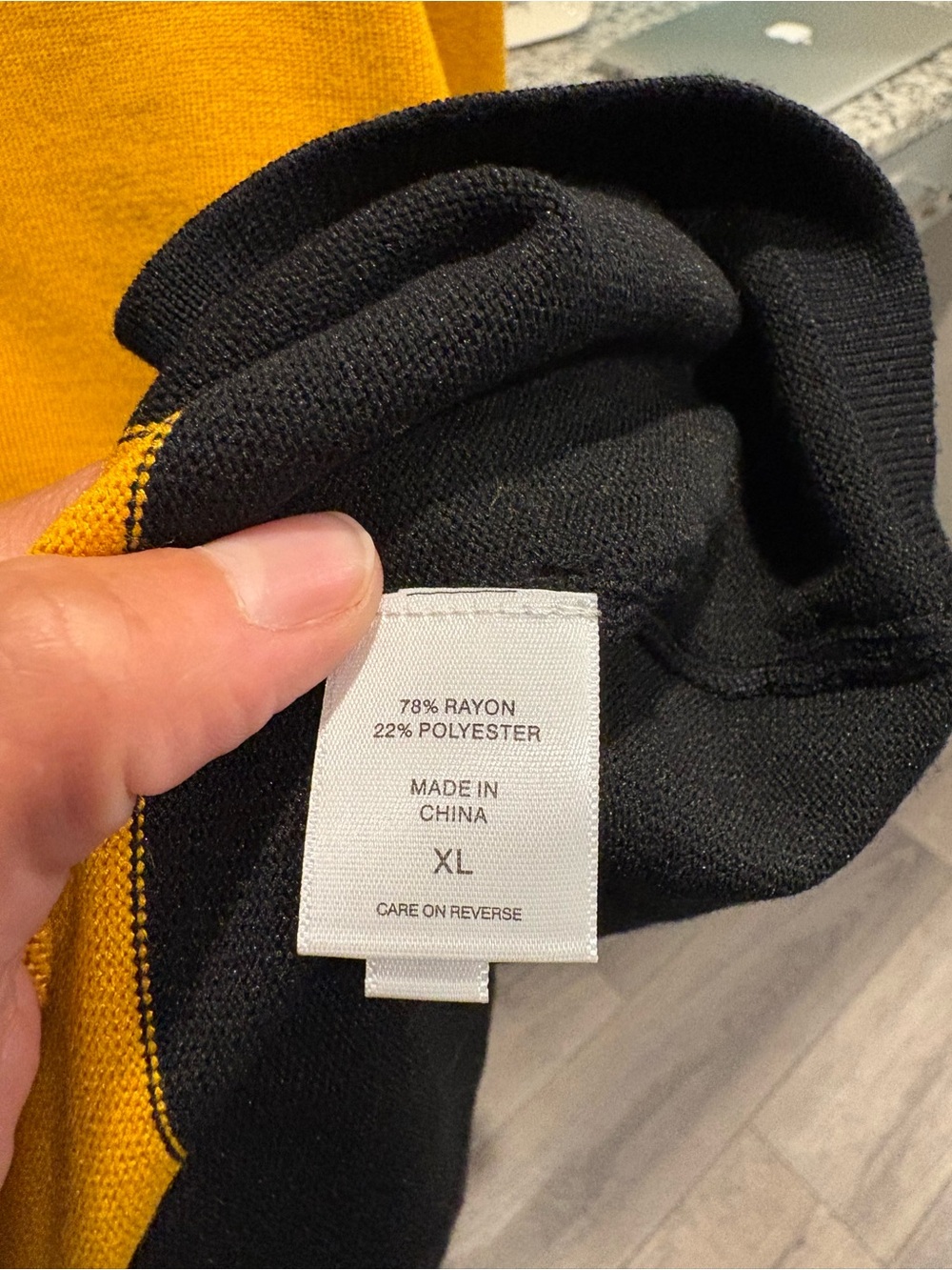 NY&CO Yellow Tie-Neck Sweater with Black Trim - Picture 5 of 7